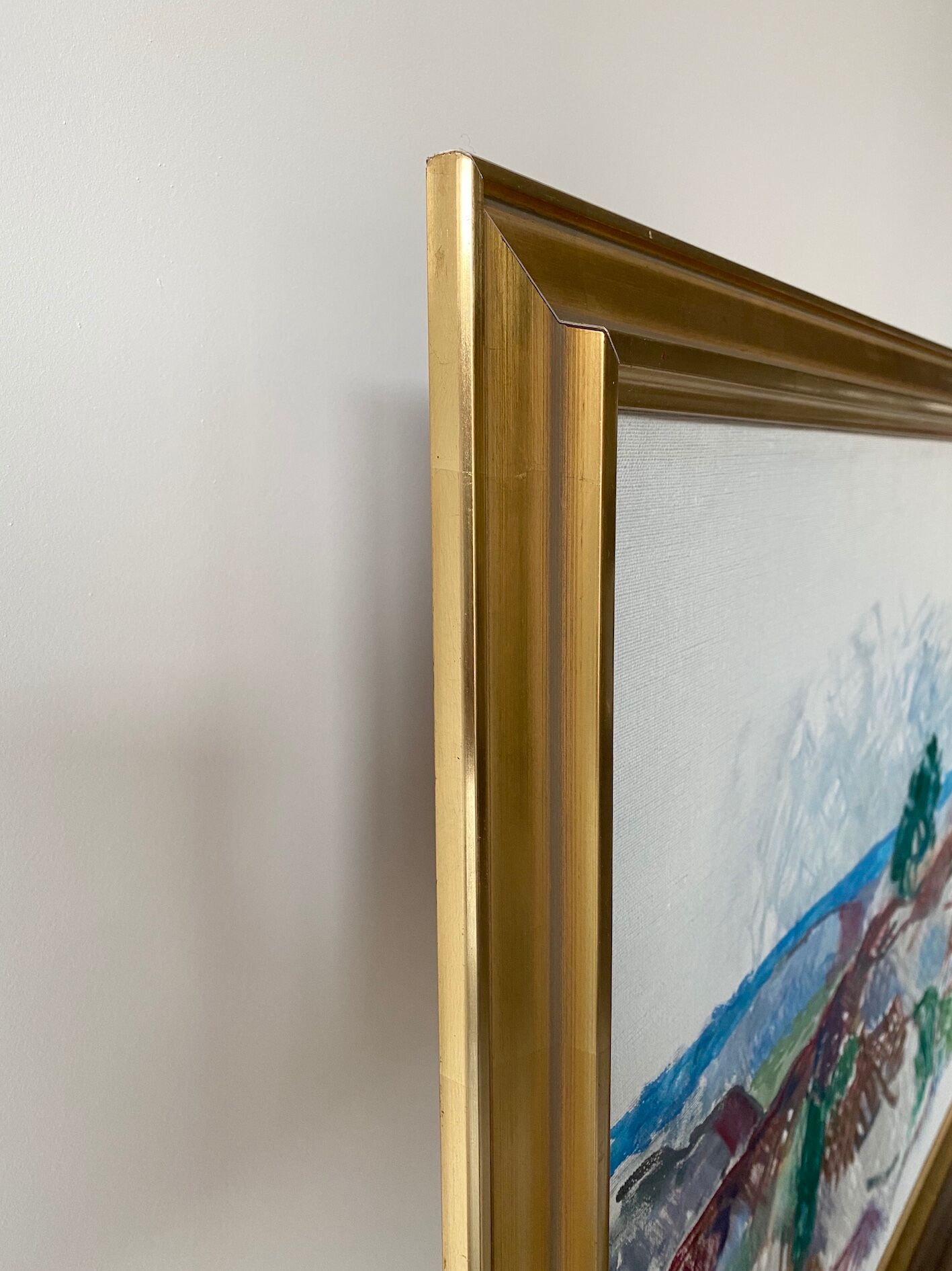 Mid century vintage abstract modernist landscape 'misty window'