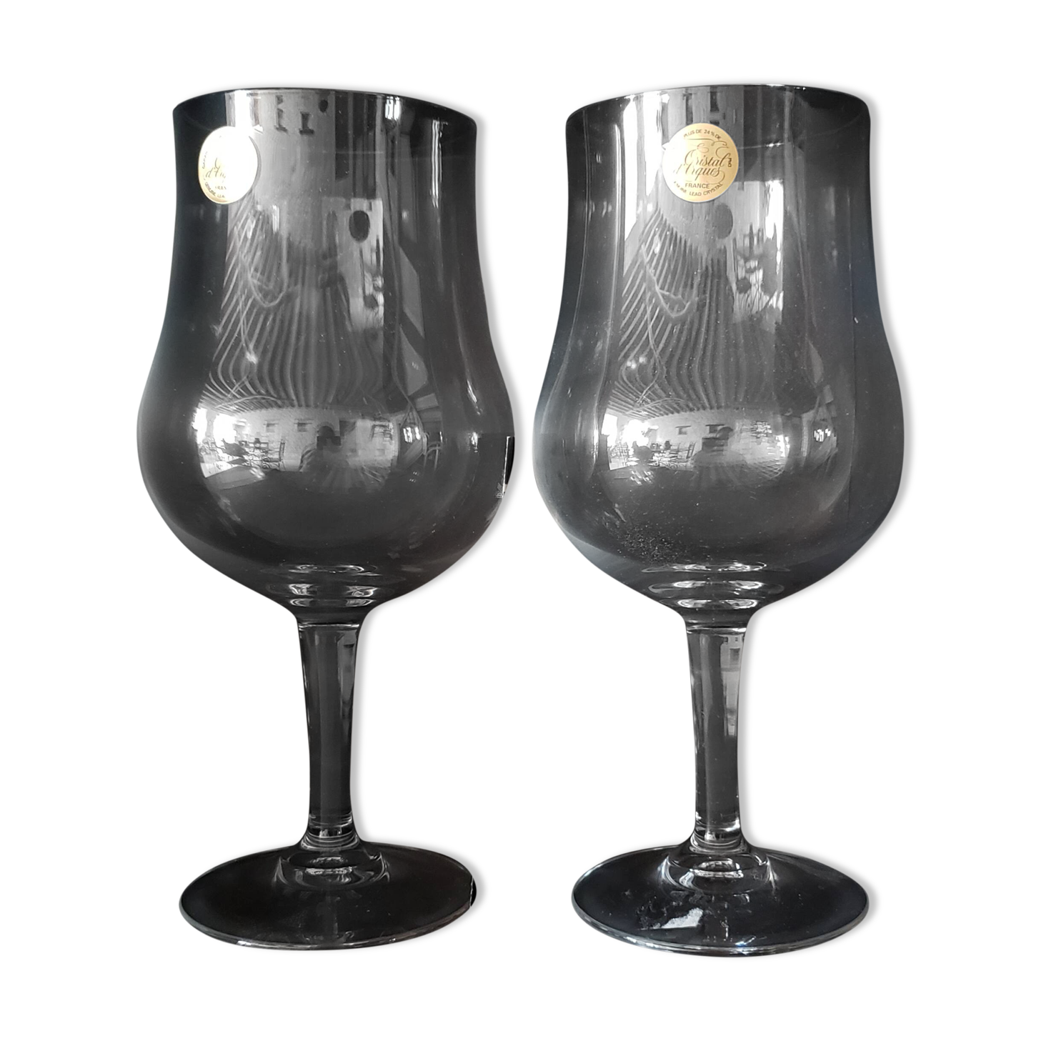 2 grands verres Cristal d'Arques Boîte origine