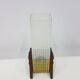 Support de bougie, teck brun, verre clair, Danemark, années 1960.