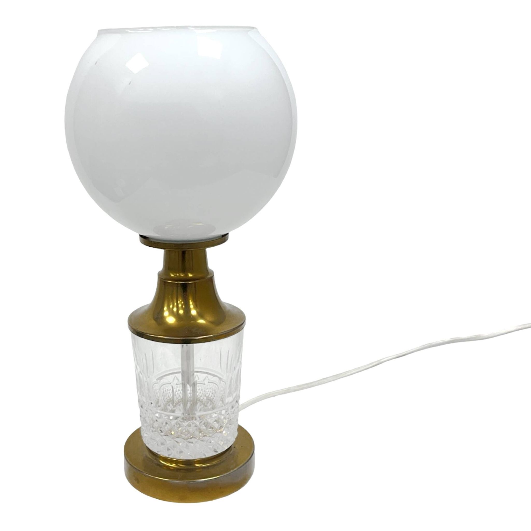 AKA Leuchten – Crystal and Brass Table Lamp, Germany, 1970s, Mid-Century Mo