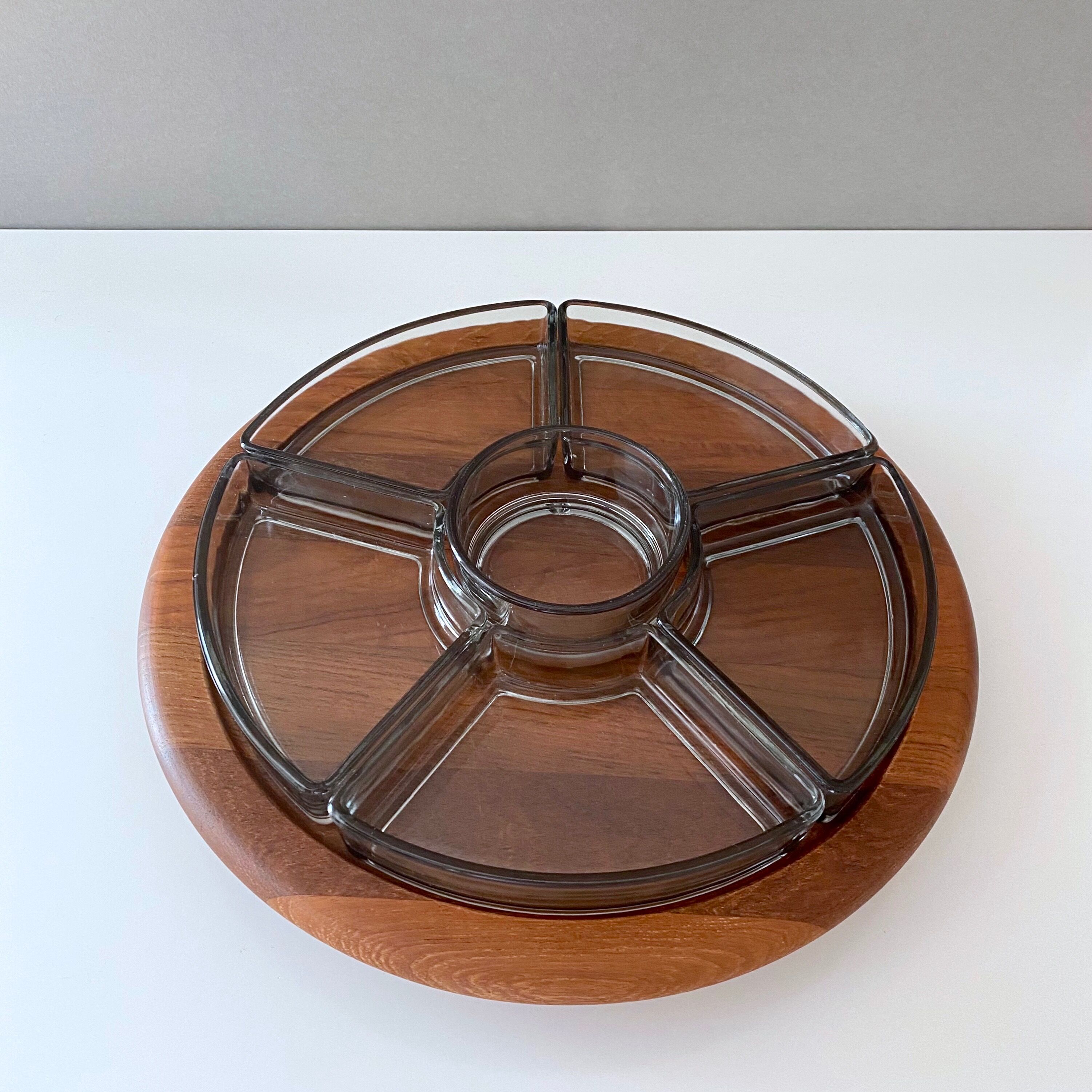 Digsmed Teak Tray Lazy Susan, Mid Century Cabaret, Tray Set, Turntable, Danish Design, 60's