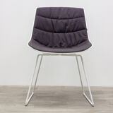 MDF Flow chair lacquered white shell and brown fabric