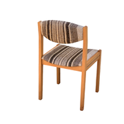 Suite de 4 chaises self hêtre laiton et laine 1960