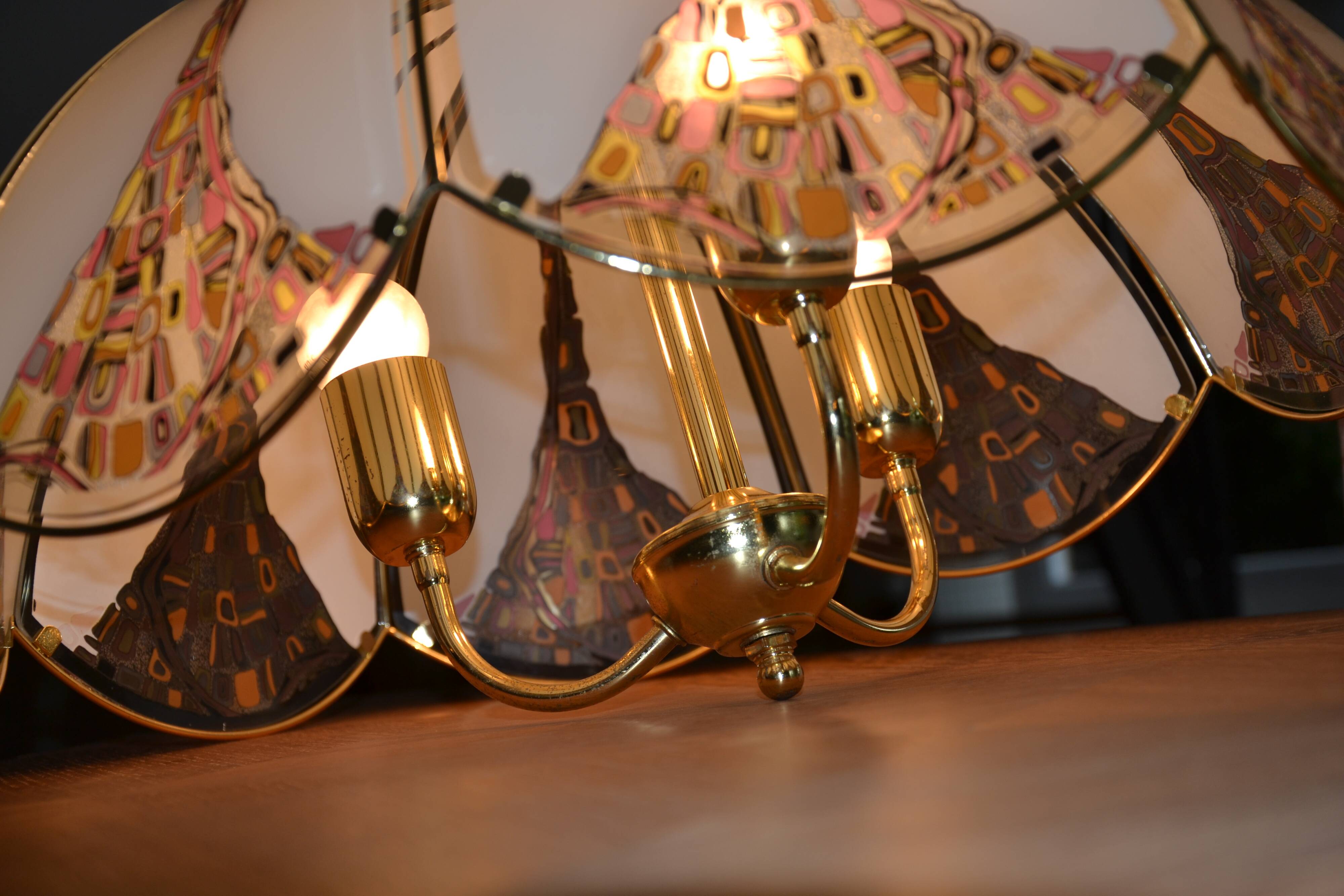 Suspension/lustre verre et laiton des années 80