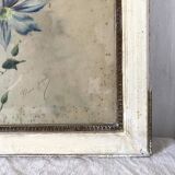 Triptych of old watercolors, flowers, 19th century