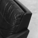Mid-century modern black leather Scandinavian sofa, 1960s