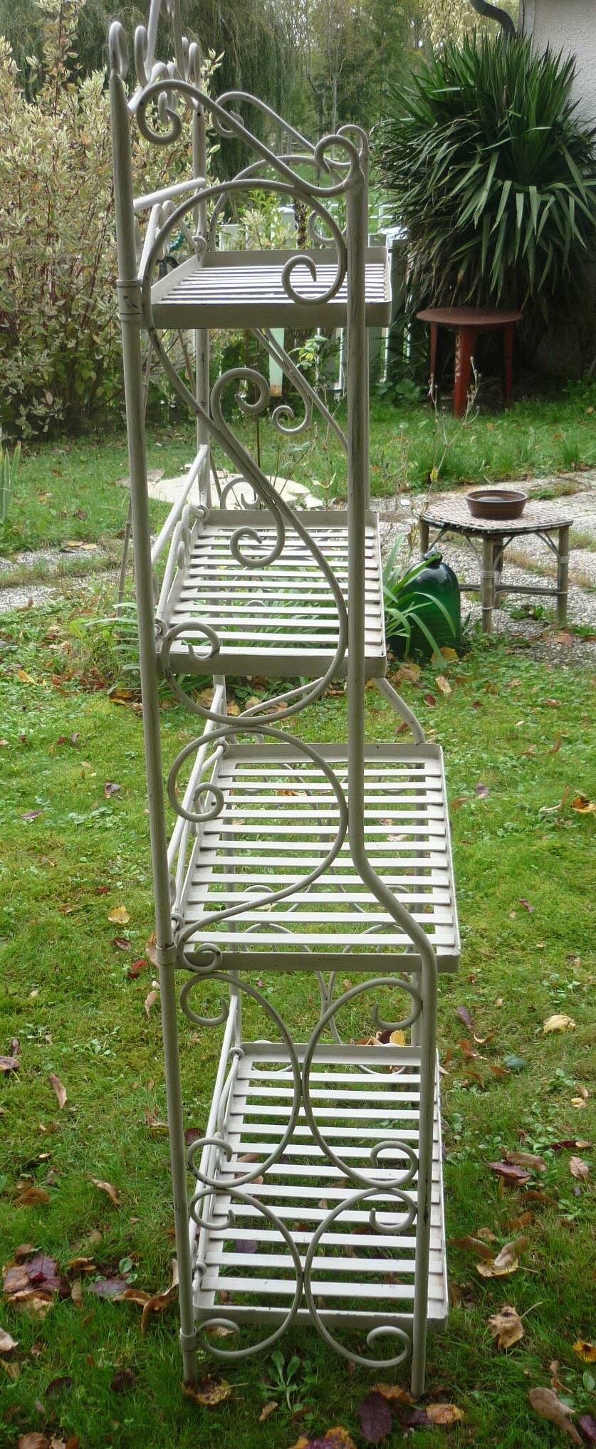 White wrought iron folding shelf