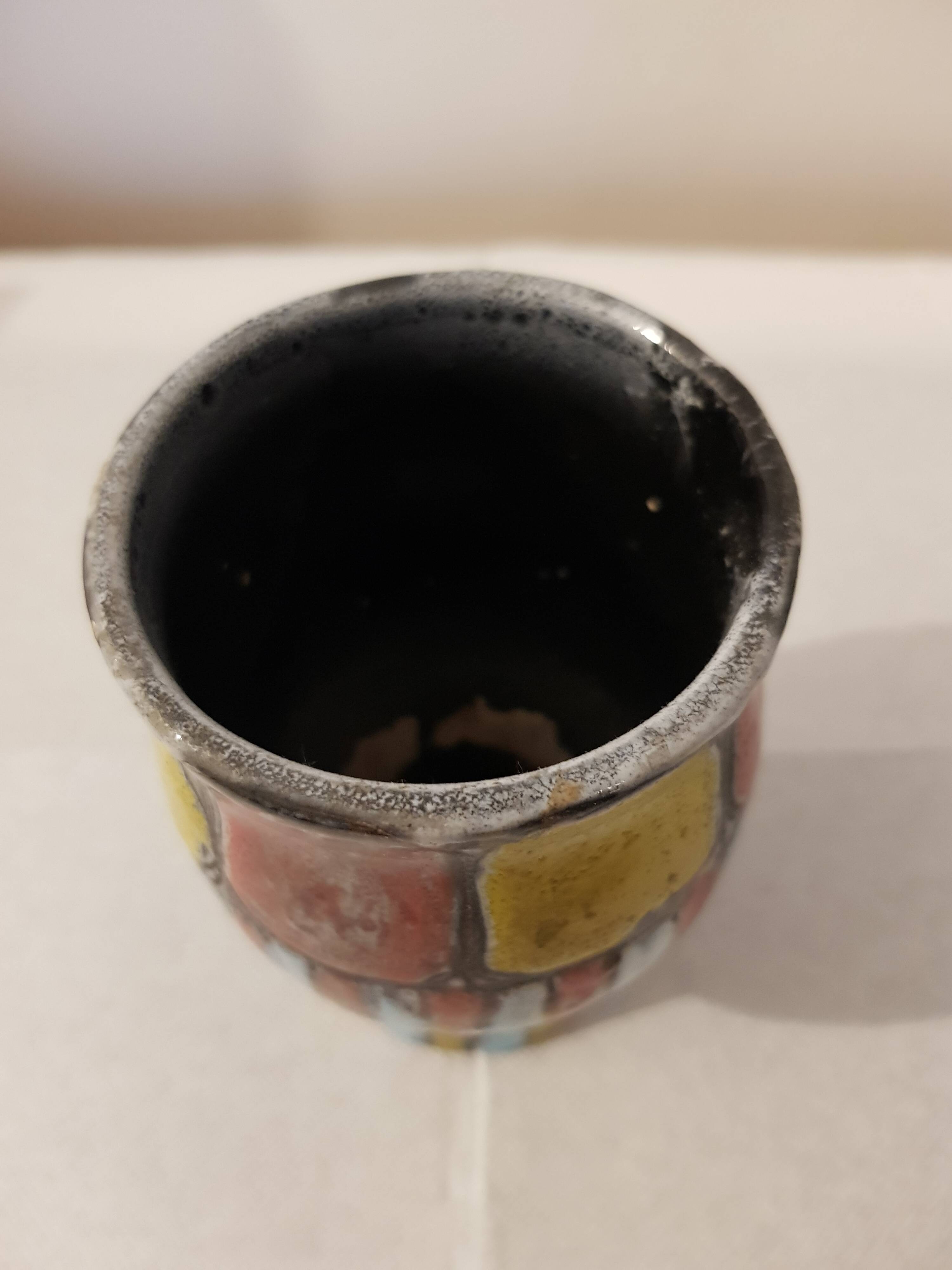 Enamelled vintage Vallauris vase