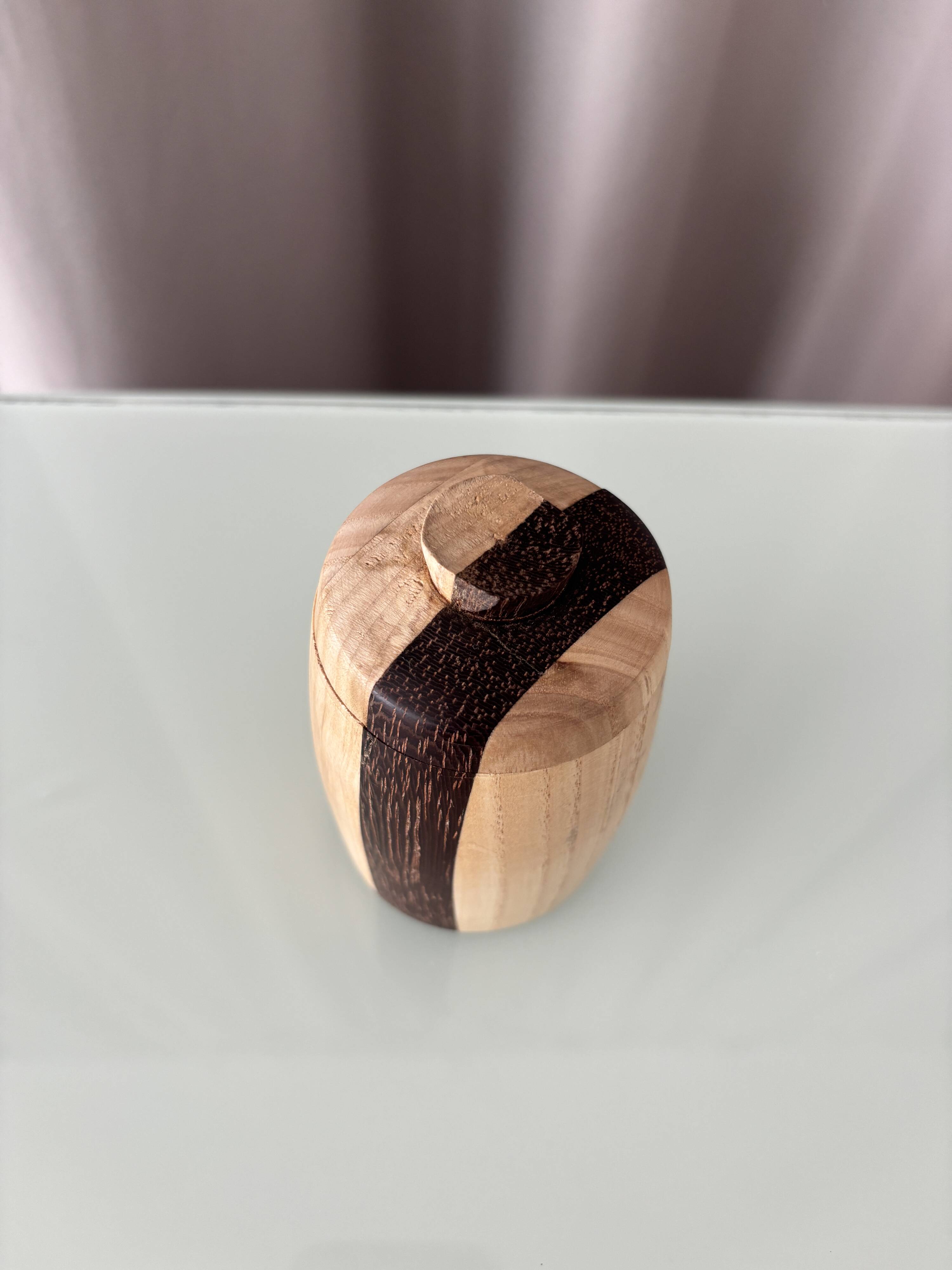 Scandinavian Hand-Turned Wooden Lidded Pot, Denmark, 1970s