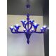 Blue Glass Chandelier, Contemporary, Attributed to Murano