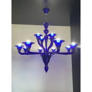 Blue Glass Chandelier, Contemporary, Attributed to Murano