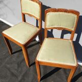 Pair of chairs Art Deco apple green fabric