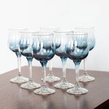 7 antique glasses in blue gradient crystal