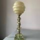 Cut glass lamp and vintage Clichy glass globe