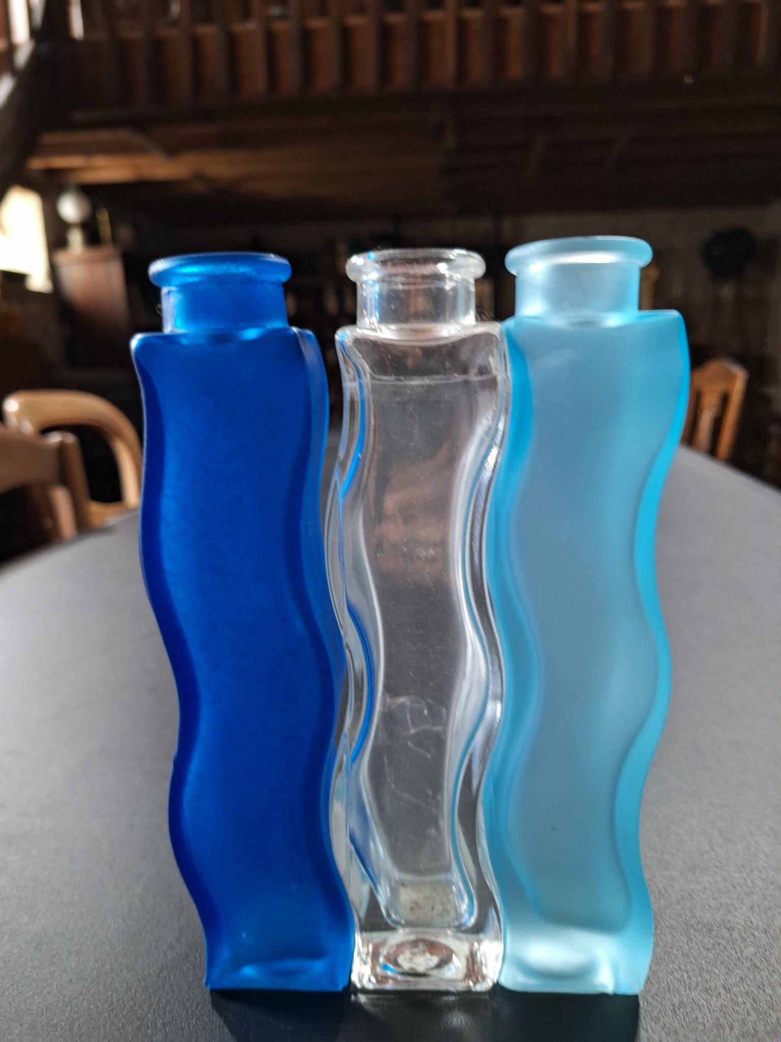 Trio de vases bleus