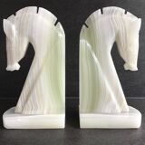 Pair of onyx horse head bookends