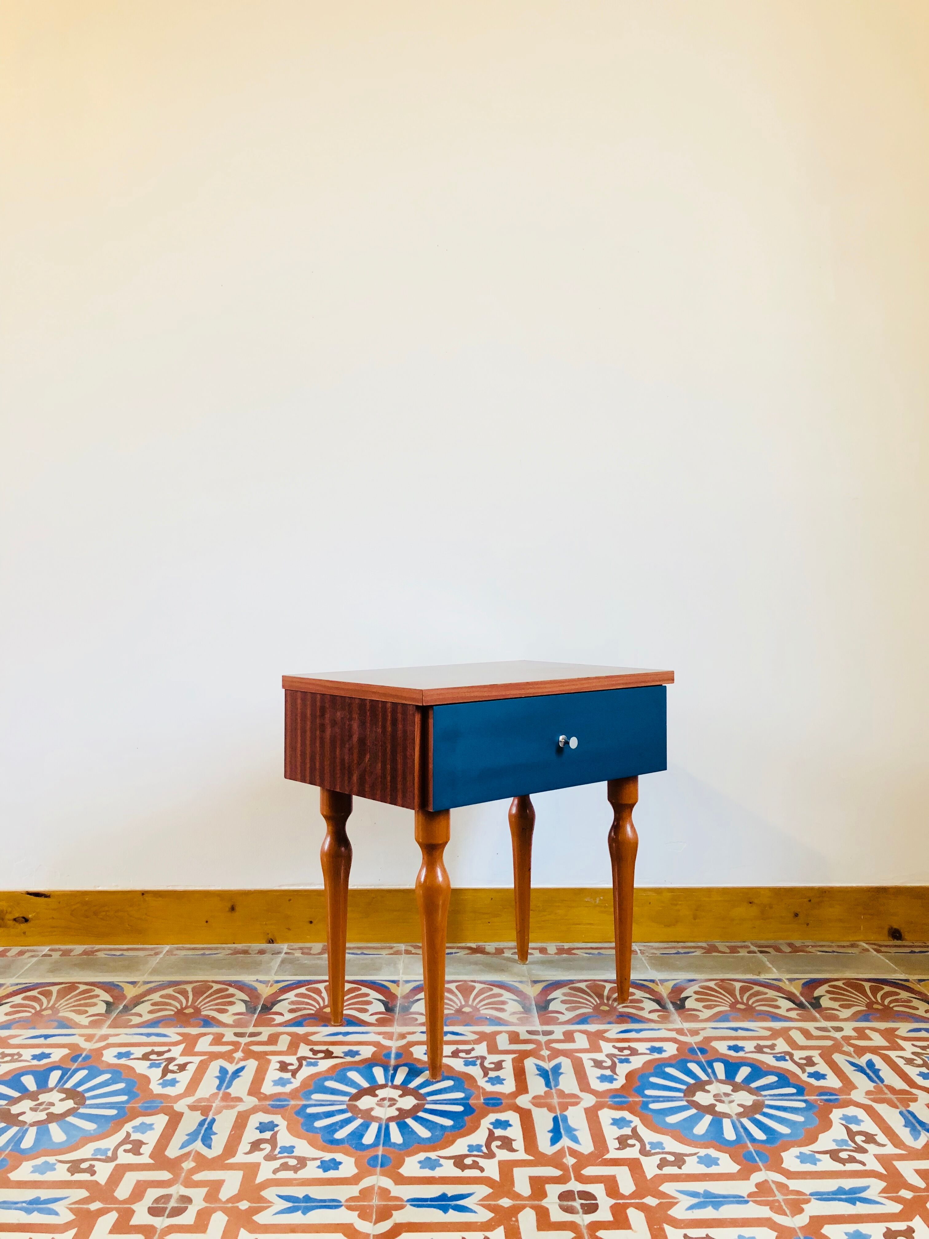 Electric blue vintage bedside