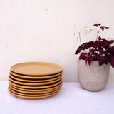 9 assiettes à dessert grès sarreguemines atelier d'art lorraines
