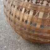 Suspension boule en paille de rotin