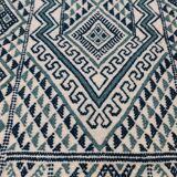 Handmade traditional white and blue carpet, 152x76 cm