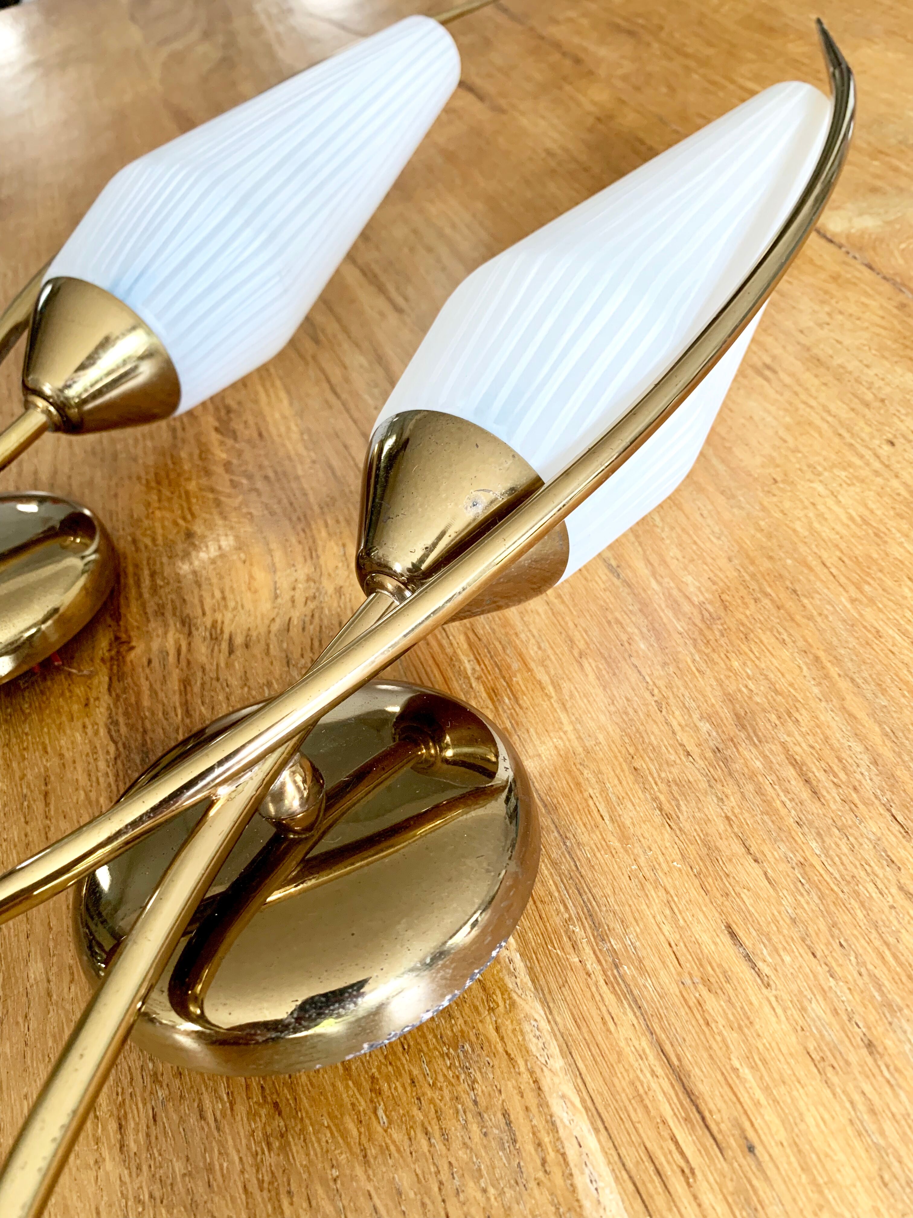 Paire d'appliques tulipe vintage
