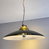 Chandelier in brass and black lacquered metal, Italy 70's