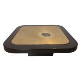 Table basse en laiton gravé de pierre bleue d'Agathe, 1987