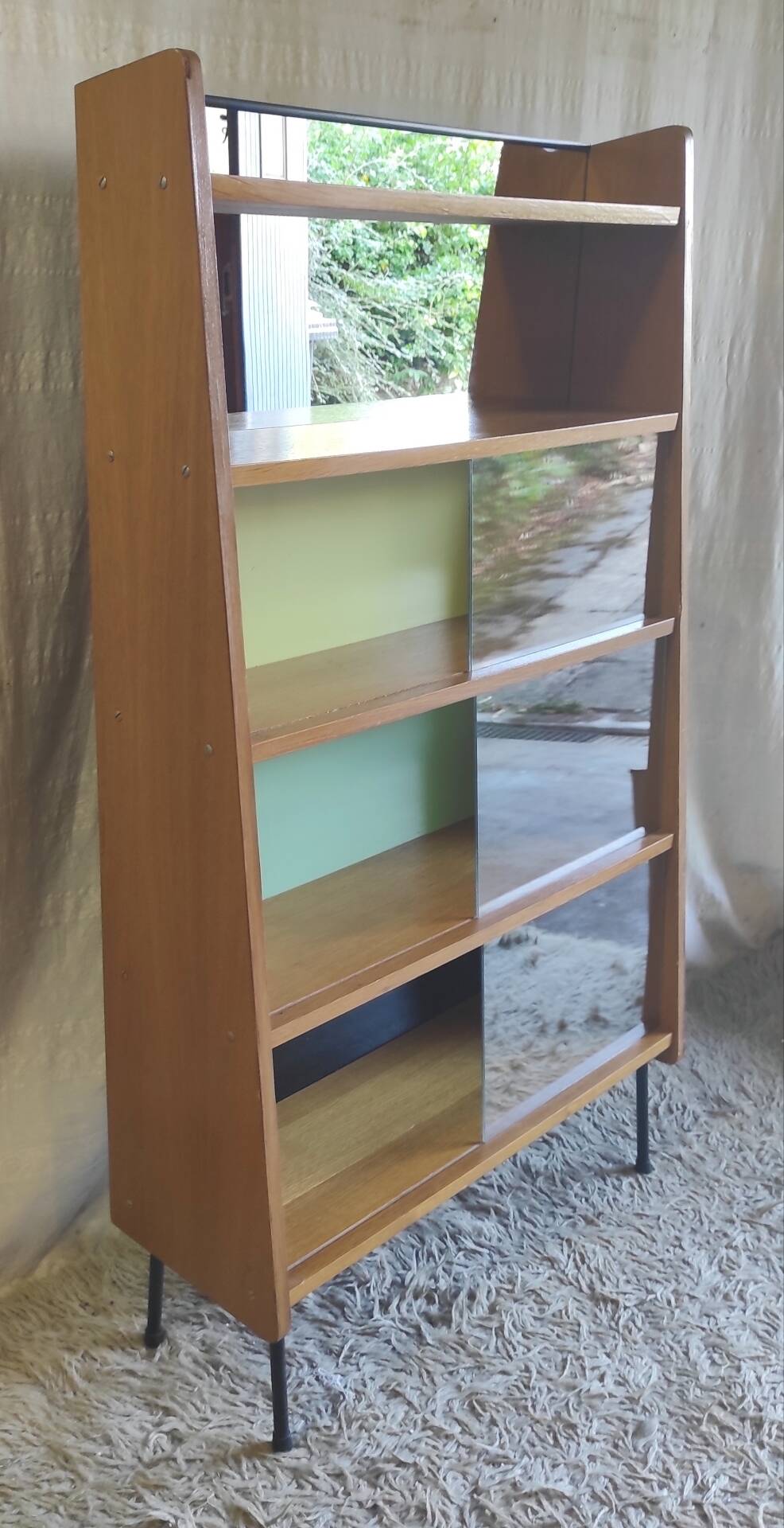 Modernist wooden library attributed to Pierre Guariche - 50s/60s