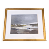 Lemonnier Louis - Bateaux A Marée Basse Peinture Marine Bretonne