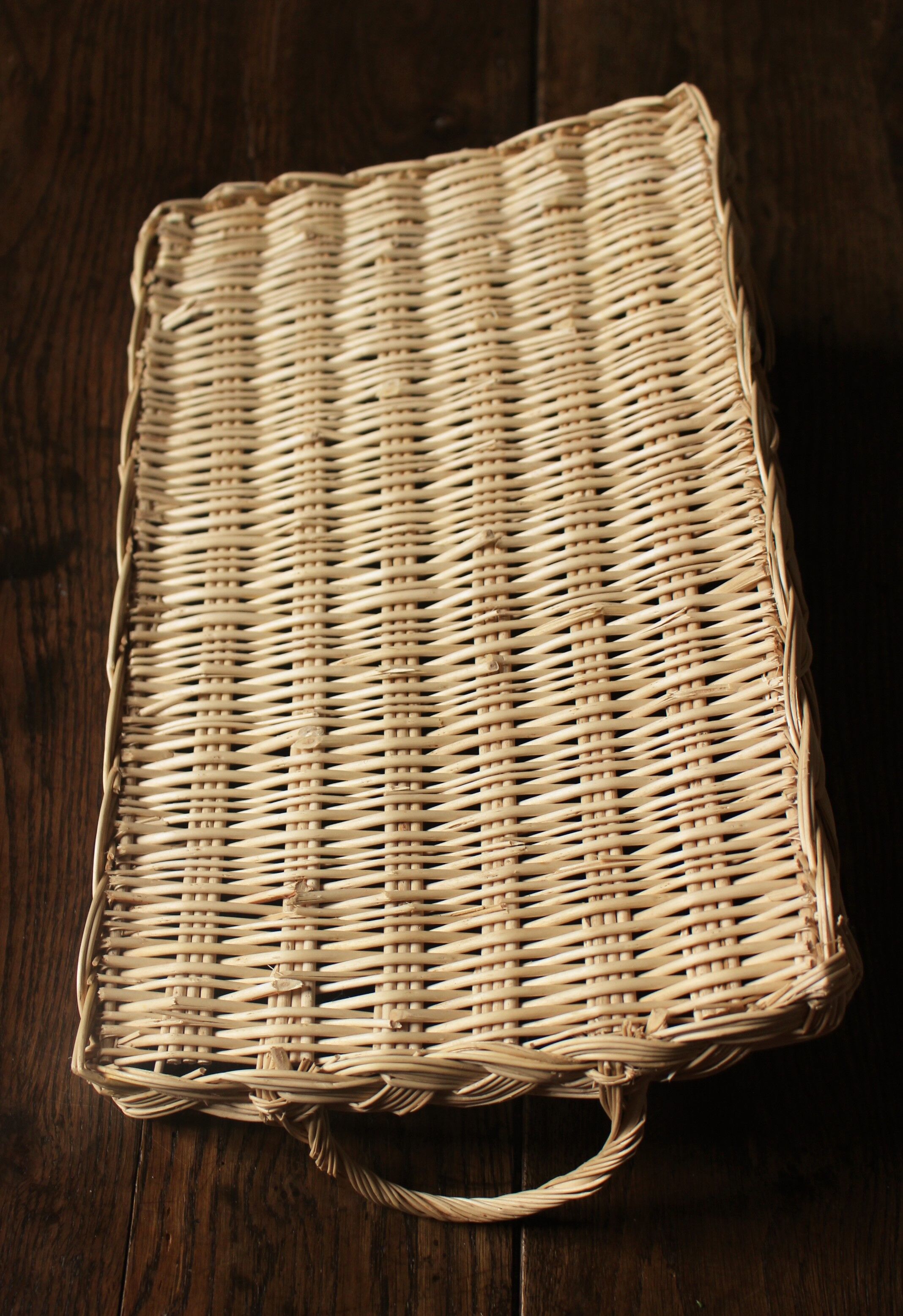 Rectnngle wicker tray vintage basketry
