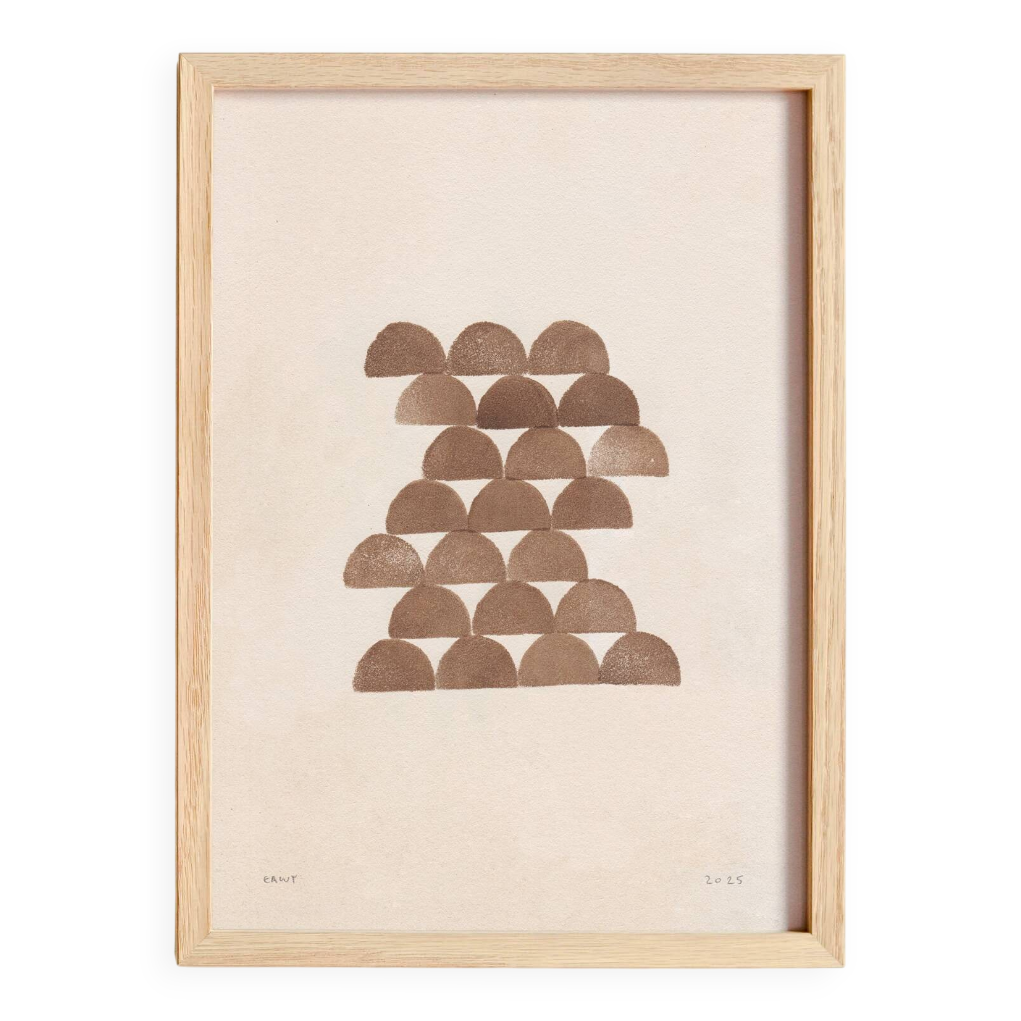 Painting on paper, abstract geometric illustration, signed Eawy