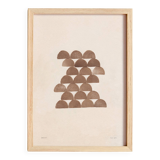 Painting on paper, abstract geometric illustration, signed Eawy