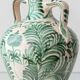 Pair of Spanish Revival Ceramic Table Lamps from Granada, New Linen Lampshades