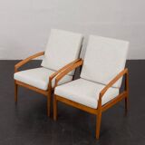 Paire de chaises longues Kai Kristiansen Paperknife en teck et laine naturelle