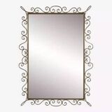 Rectangular mirror from the 1970s with brass surround