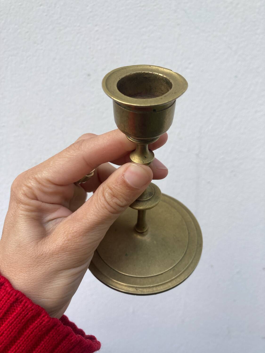 Petit bougeoir en laiton doré XIXer