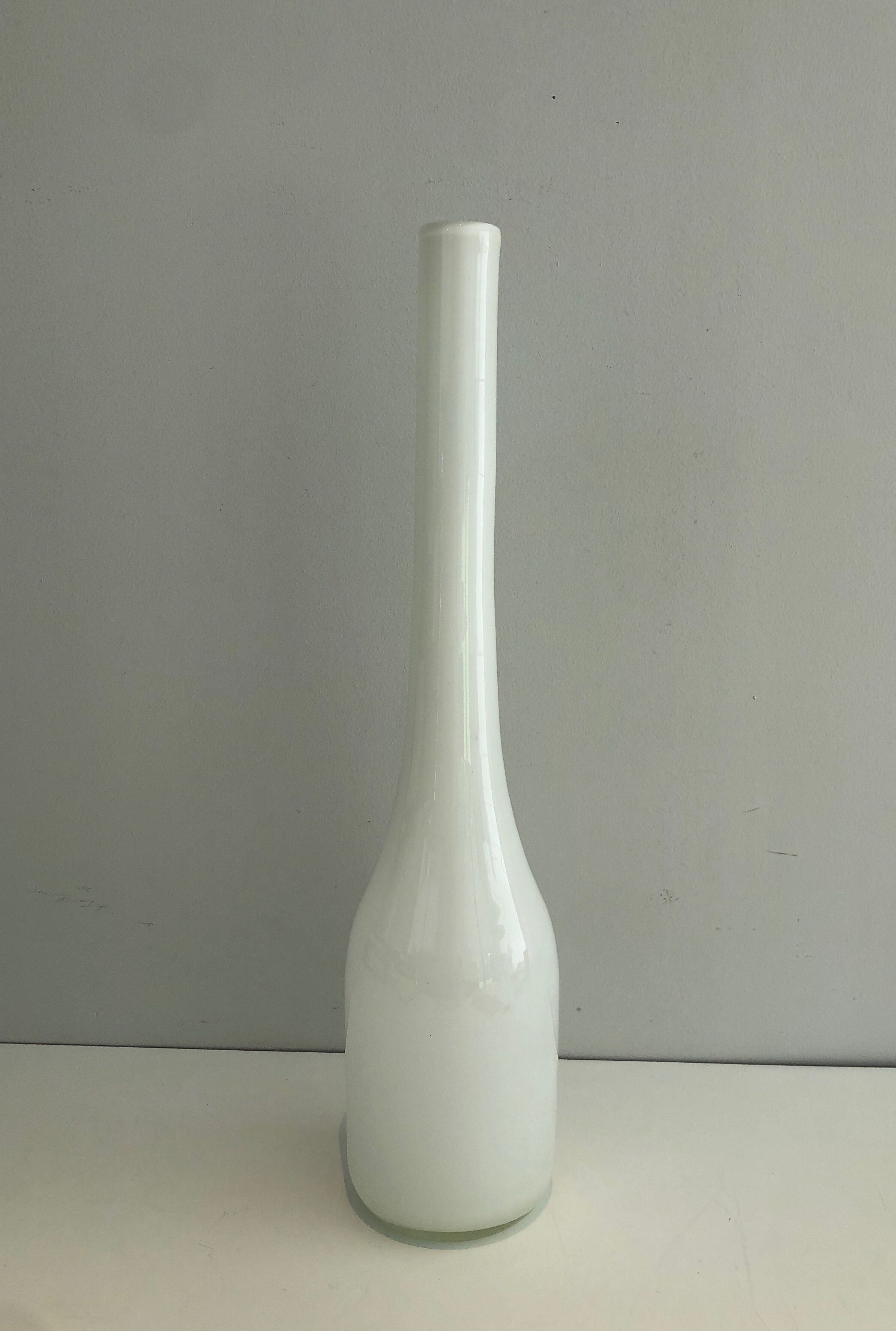 White opaline glass vase