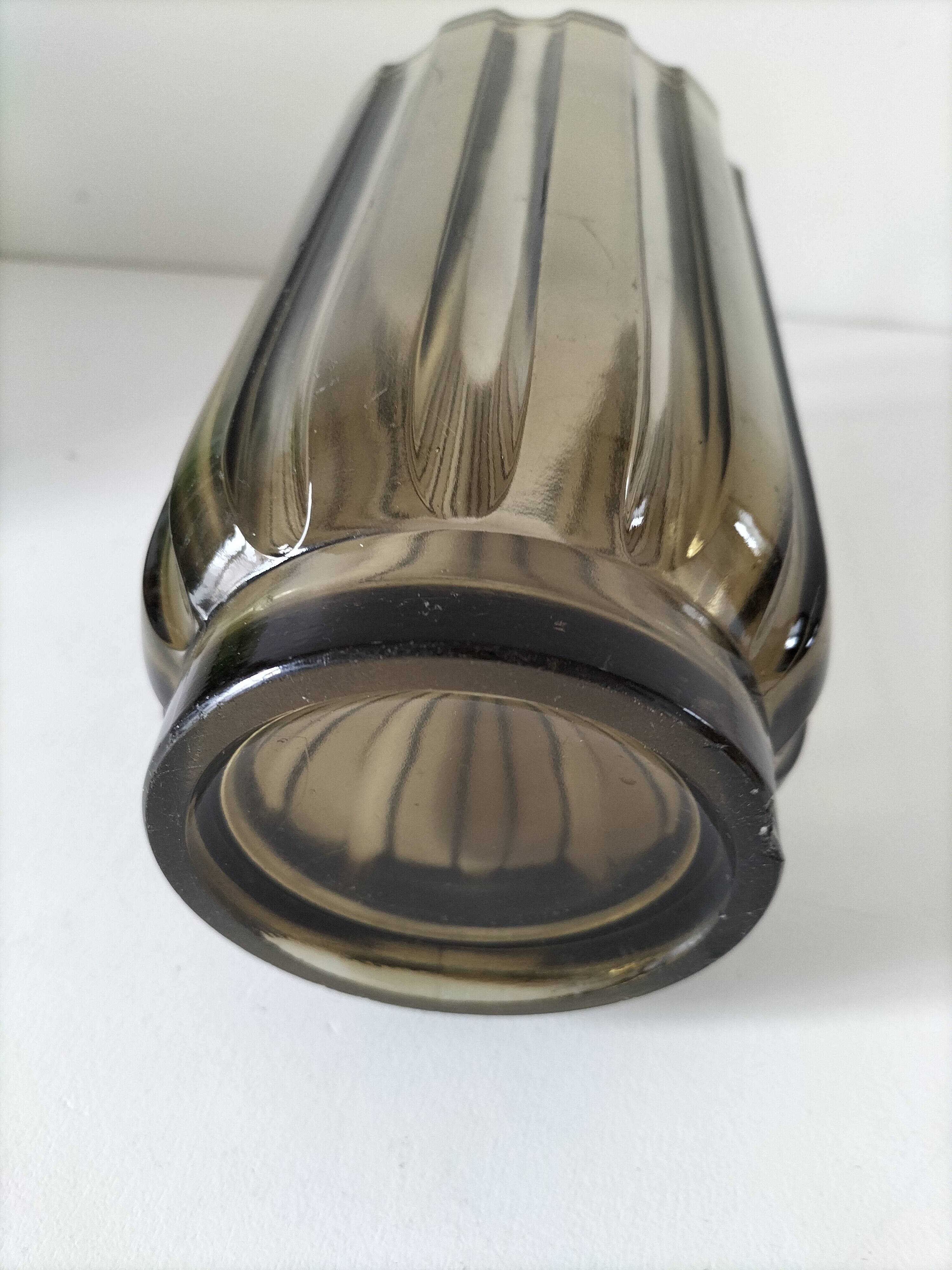 Vintage design smoked glass vase