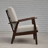 1960s, Danish armchair, refurbished, quality white/grey furniture fabric.