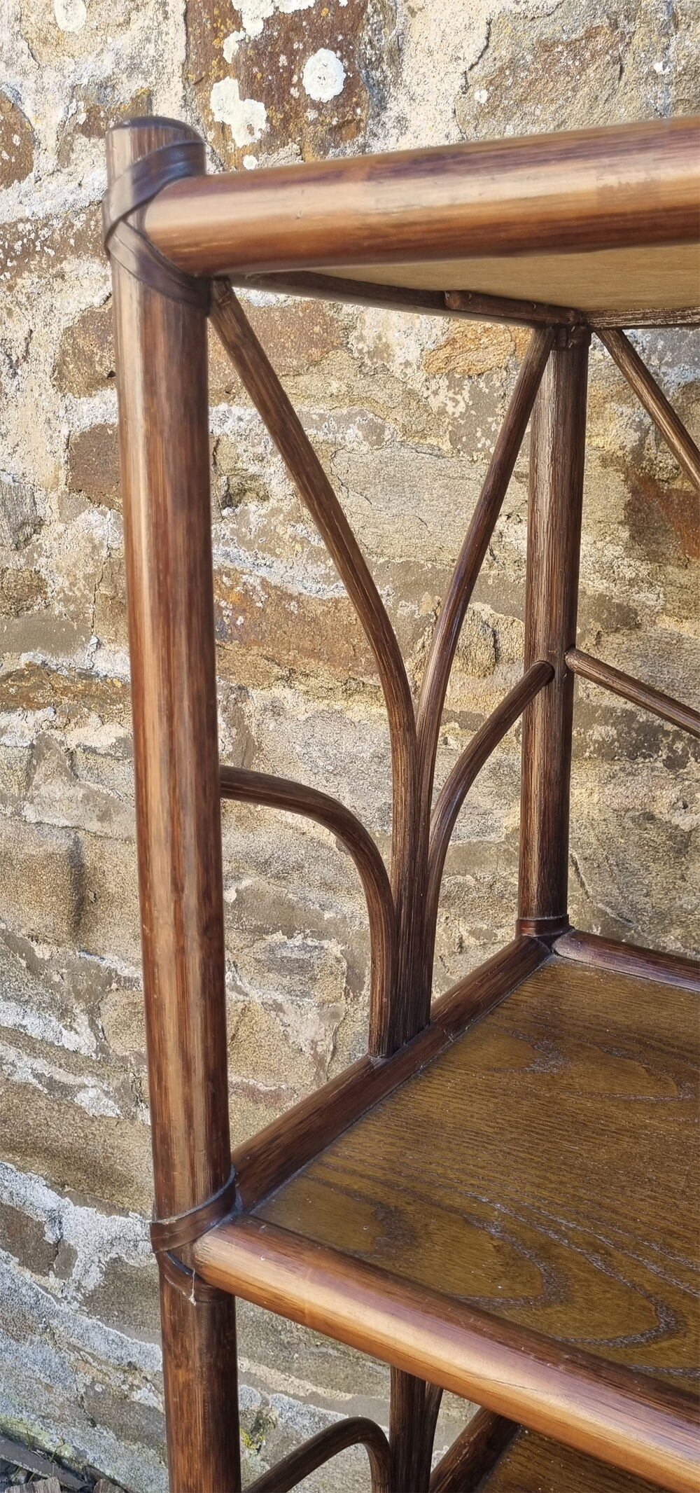 High shelf in vintage bamboo and rattan, 60s