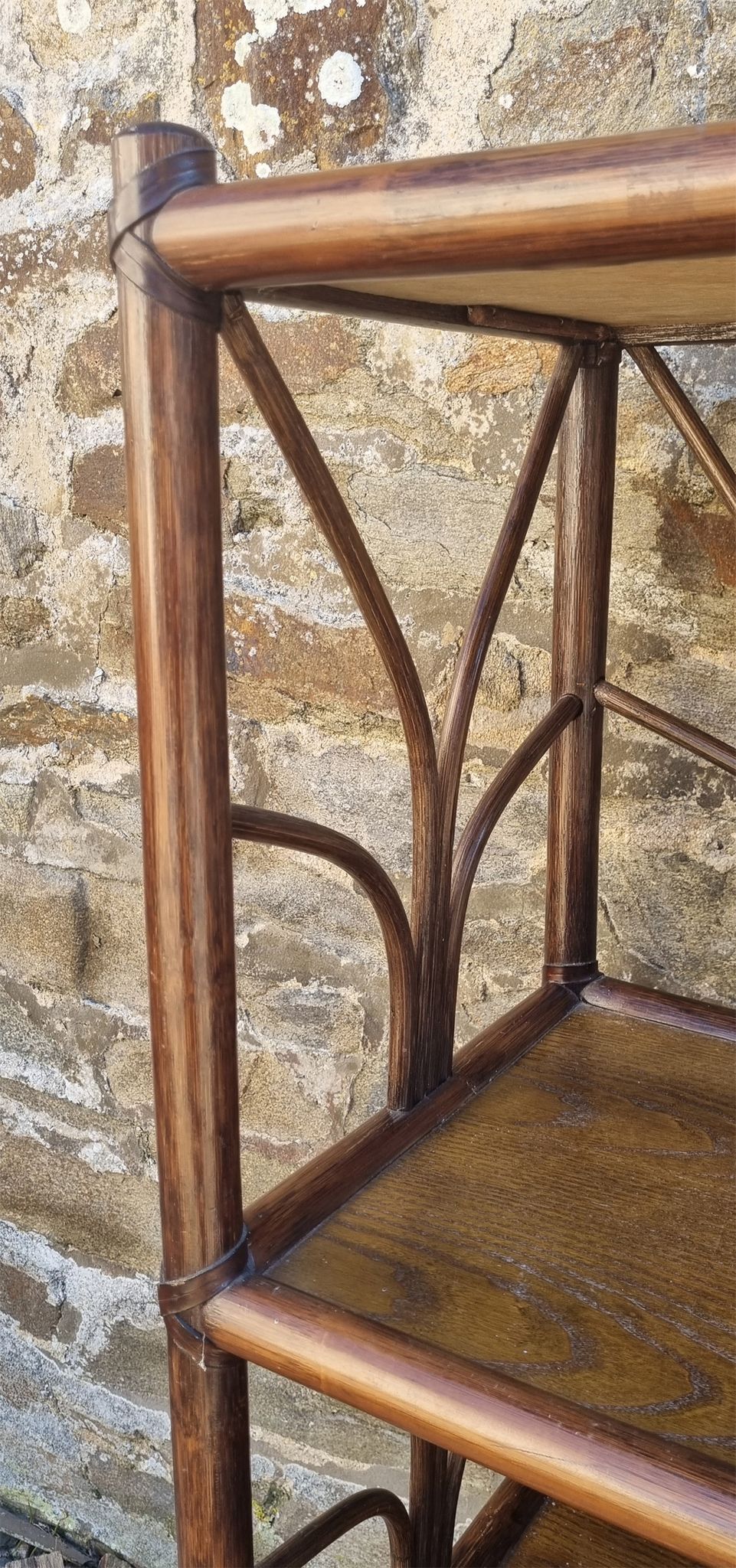 High shelf in vintage bamboo and rattan, 60s