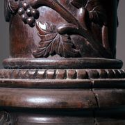 2 wooden pedestals column with Hand-Carved Grapevine Motif, France 1950s