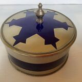 Candy box in cobalt blue ceramic and metal