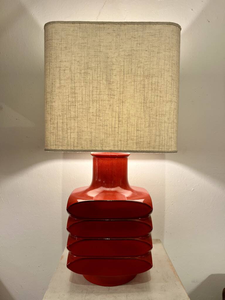 Table Lamp By Cari Zalloni, Red Ceramic, Germany, 1970s