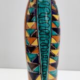 Vintage Multicolored Lacquered Ceramic Vase with Geometric Patterns, Italy