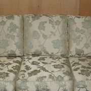 Pair of Howard & Son's style sofas in floral patterned silk blend.