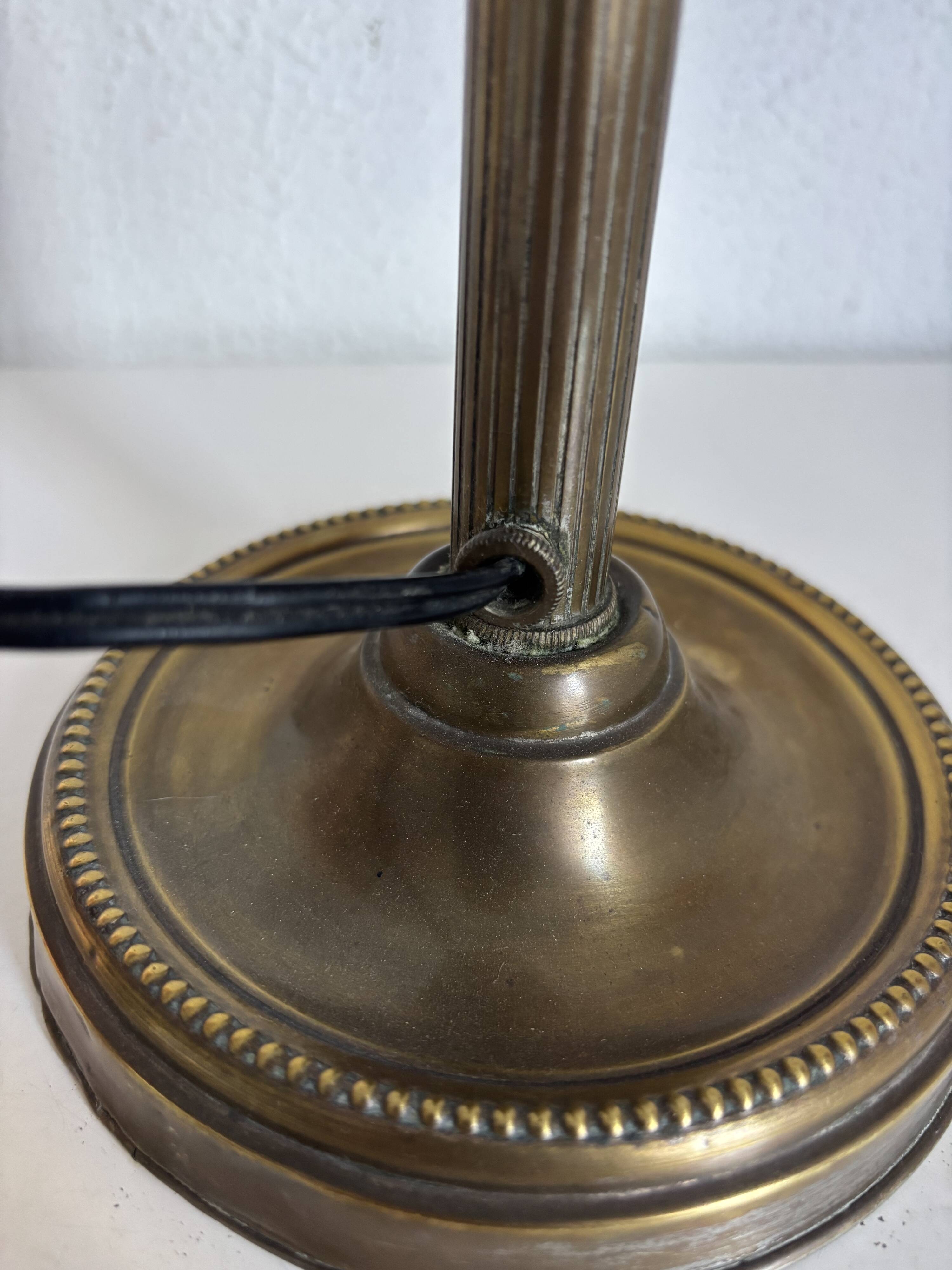Vintage 1900 Clichy glass paste lamp, brass workshop desk - 60 cm