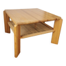 Square coffee table in wood and Danish rope, Scandinavian design