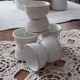Old white porcelain diabolo egg cups Paris
