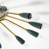 Very nice large 12-armed Mid Century Modern Brass Sputnik ceiling lamp